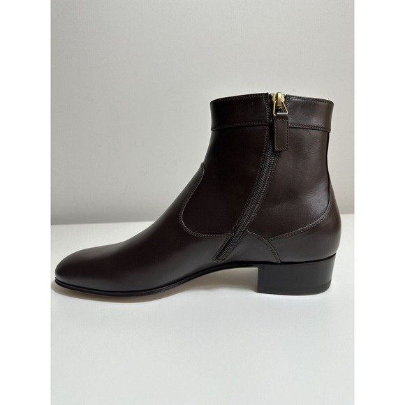 New sz 7.5 UK/8.5 US GUCCI Adel Double G Brown Leather Boot Shoes main image 6